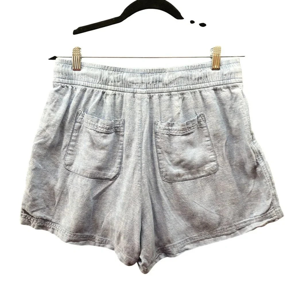 Gap Linen Blend Pull On Shorts Womens M Light Blue Drawstring High Rise Relaxed - Picture 2 of 8